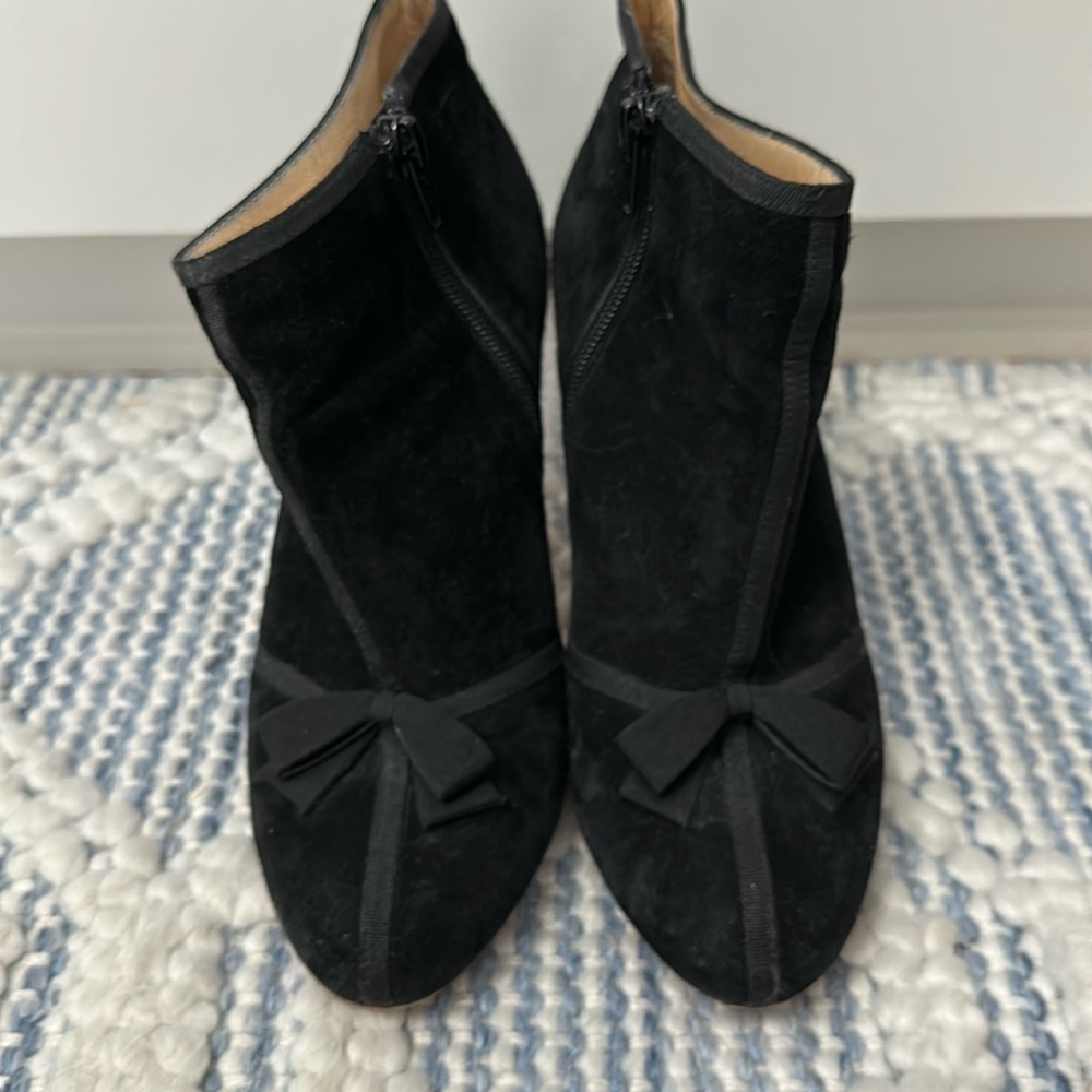 Christian Louboutin suede booties with bow